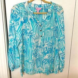 Lilly Pulitzer Womens La Via Loca Captain Silk Elsa Blouse New/ no tags 
Small